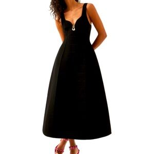 Aje World Sylvette knit midi dress in black